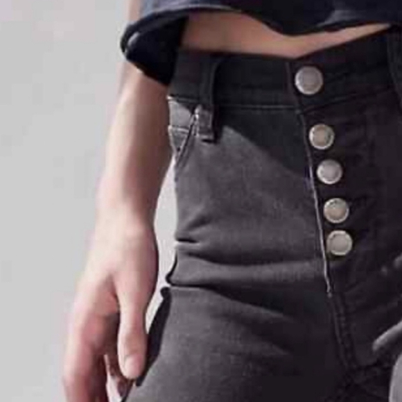 Free People We The Free Button Fly Black Distressed Skinny Slim Fit Jeans - Picture 2 of 11